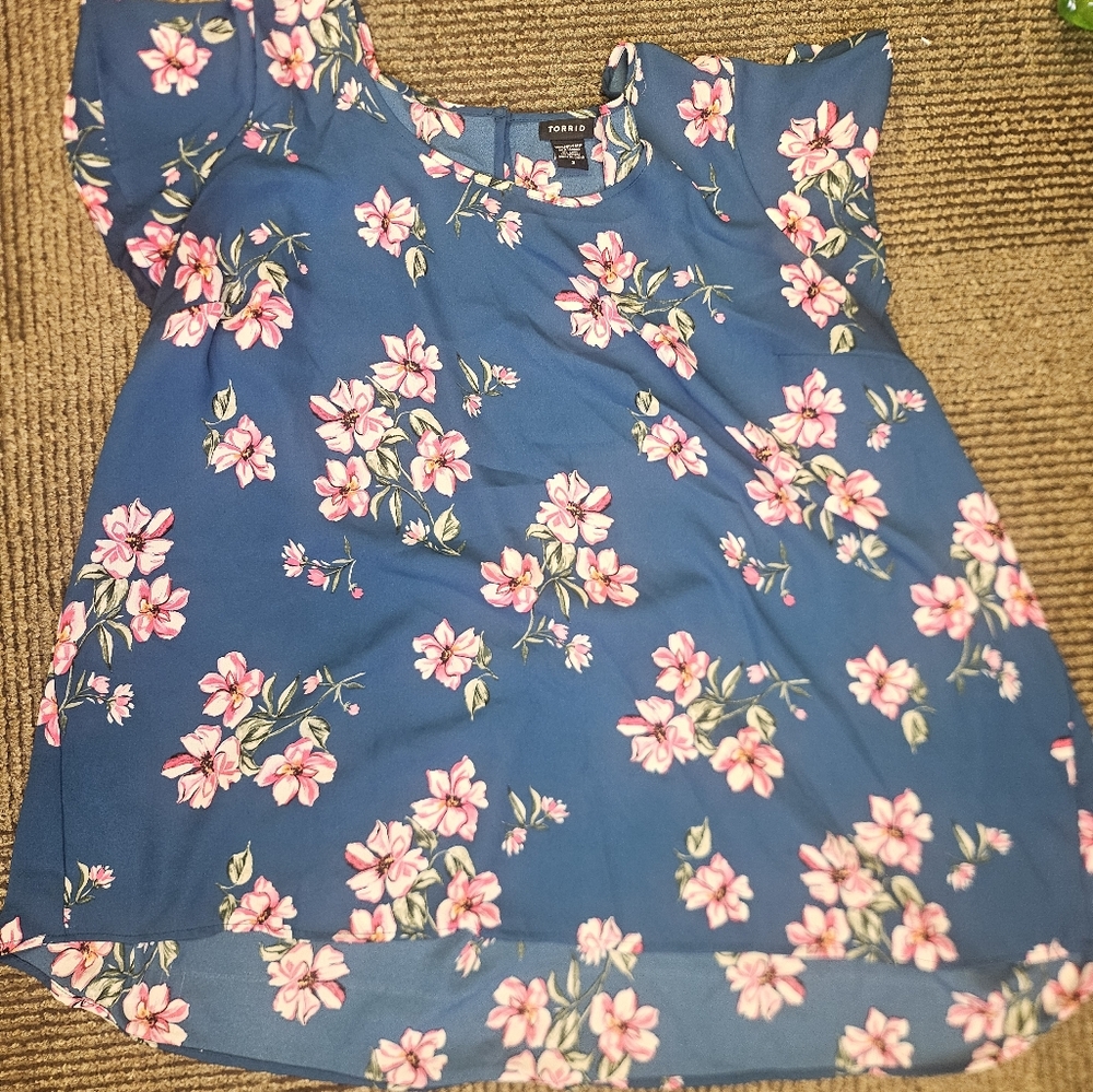 Torrid Blue Floral Blouse
